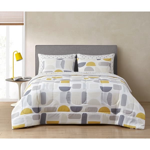 slide 2 of 10, Kaiser 7 Piece Mix & Match Bedding Set Yellow/Grey - Full