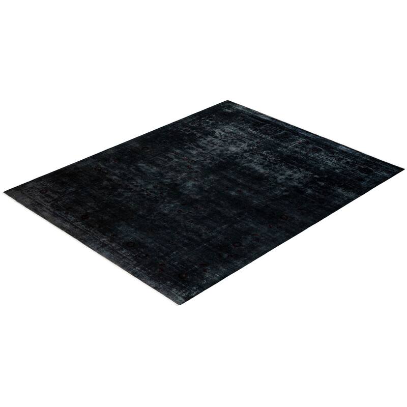 Overton Hand Knotted Wool Vintage Inspired Modern Contemporary Overdyed Gray Area Rug - 8' 1" x 10' 1"