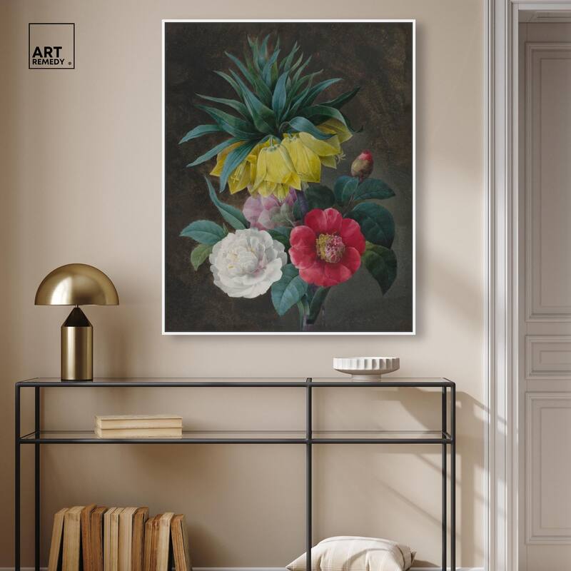 Four Peonies and a Crown Canvas by Art Remedy