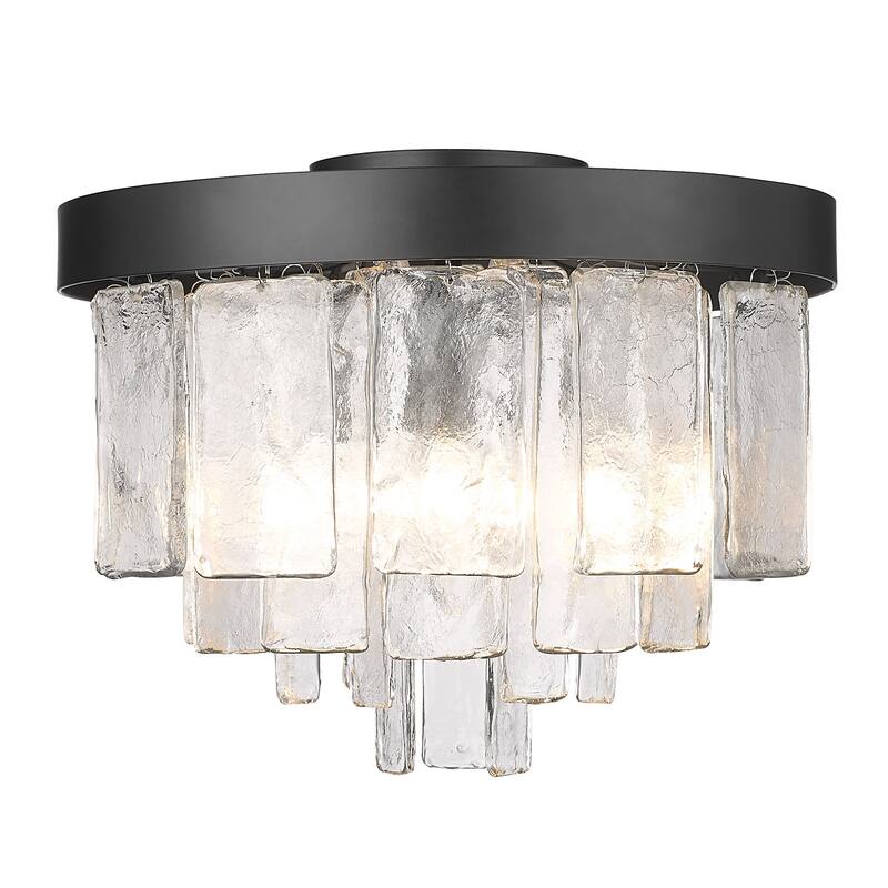 Golden Lighting Ciara 3-light Flush Mount in Matte Black