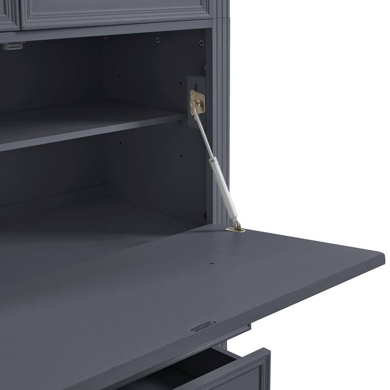 Freestanding 78" Tall Kitchen Pantry Storage Cabinet with Drop-Down Surface and Adjustable Shelves,Power Outlet for Organization