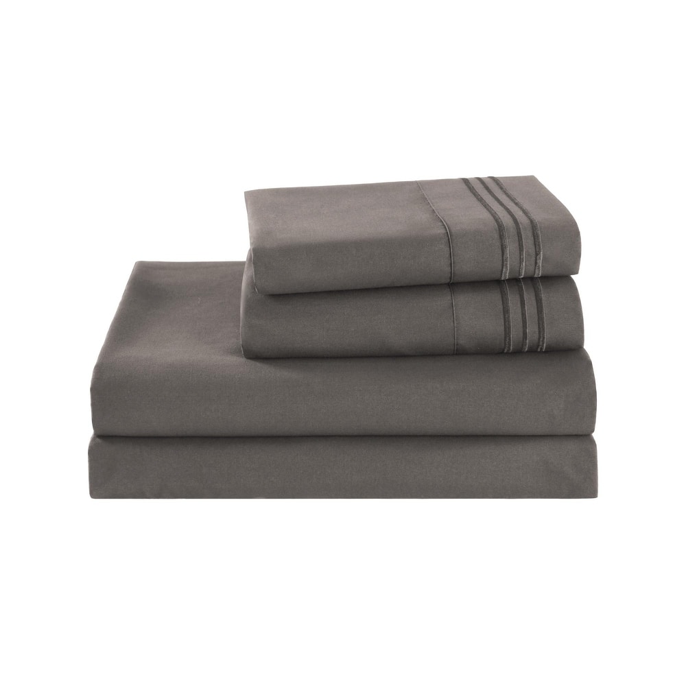 3/4 Pcs Soft Solid & Embroidery Bed Sheets Set