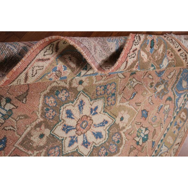Floral Pink Sarouk Persian Accent Rug Hand-Knotted Wool Carpet - 3'7" x 6'1"