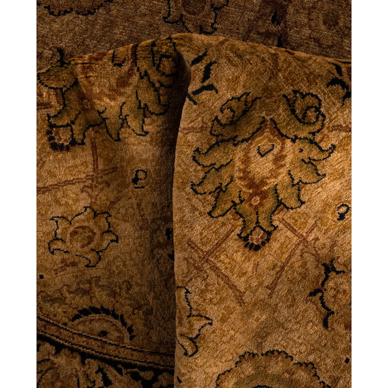 Overdyed One-of-a-Kind Hand-Knotted Round Area Rug - Gold - 4' 1" x 4' 1"