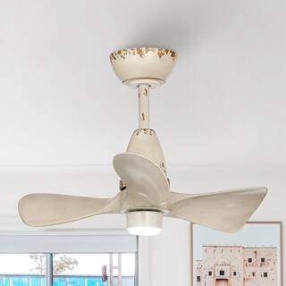 BreezeLite 28" Farmhouse Antique White LED 3-Blade Ceiling Fan