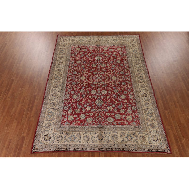 All-Over Floral Tabriz Persian Antique Area Rug Handmade Wool Carpet - 8'6"x 12'0"