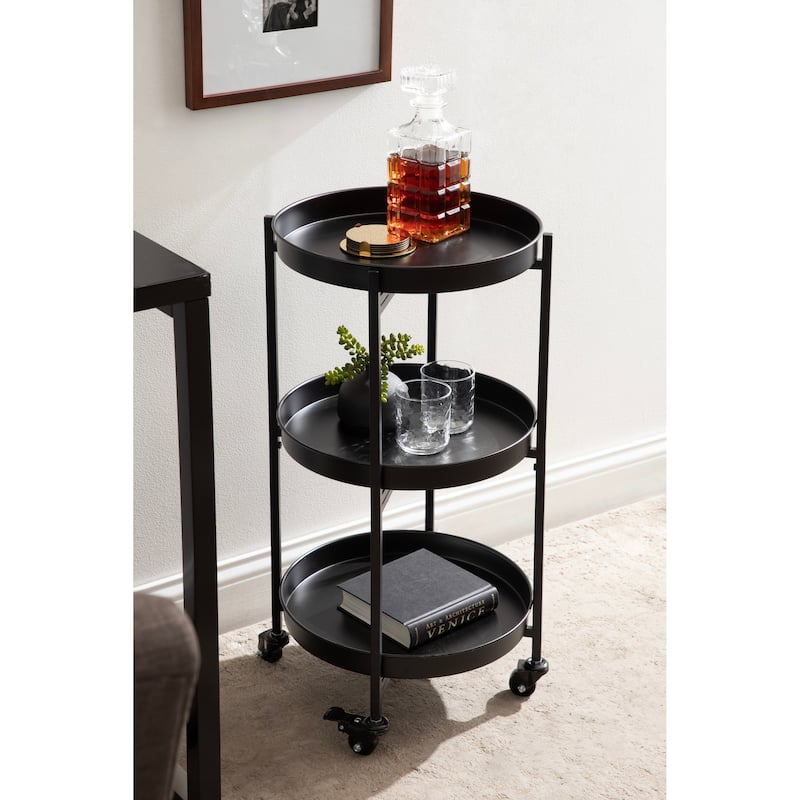Kate and Laurel Celia Round Metal Bar Cart
