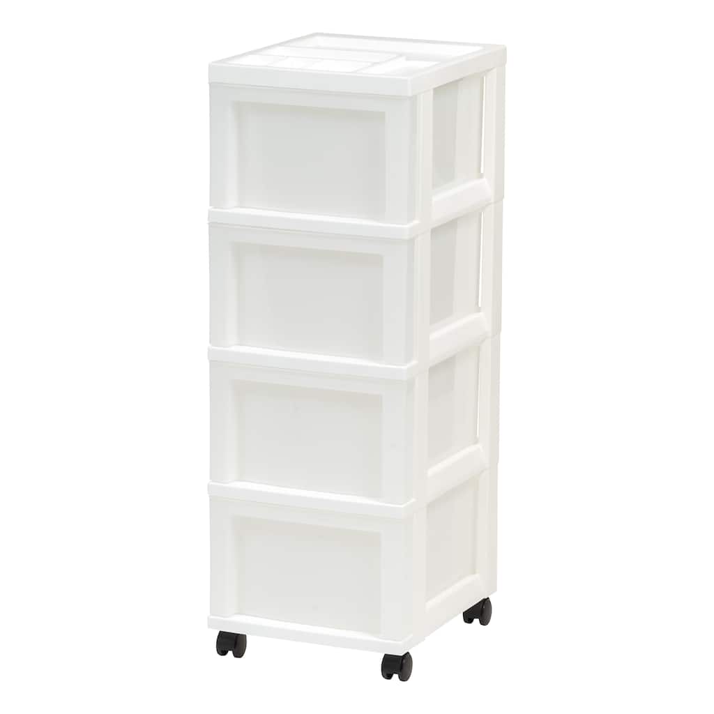 4-Drawer Cart with Organizer Top White/Pearl