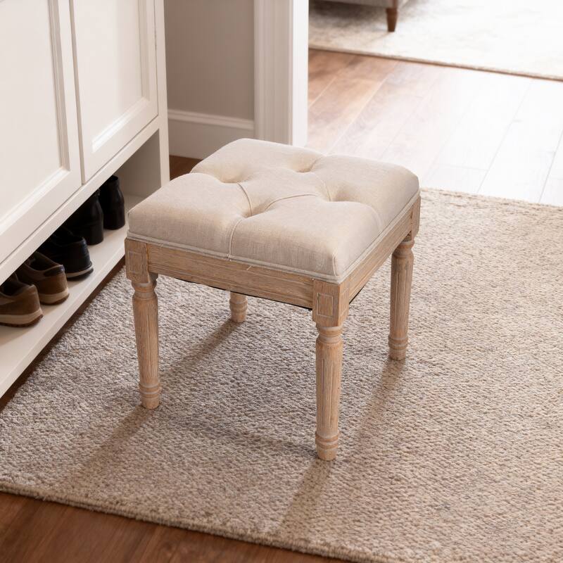Small Padded Bench Square Upholstered Rustic Ottoman Bench Vanity Stools for Bedroom