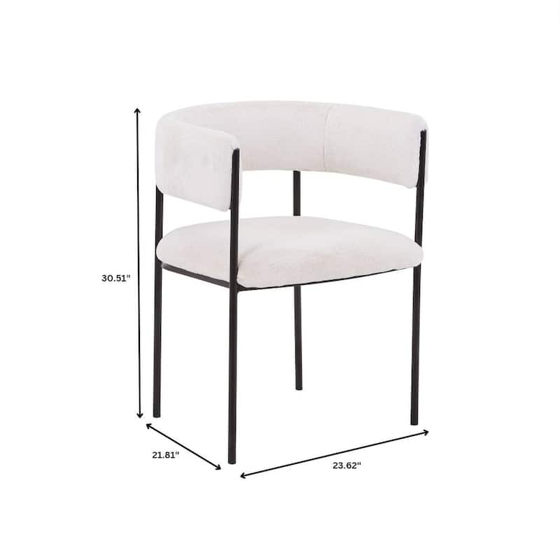 Dining Chair in Leather with Open-Back and Powder Coated Iron Legs Set of 4