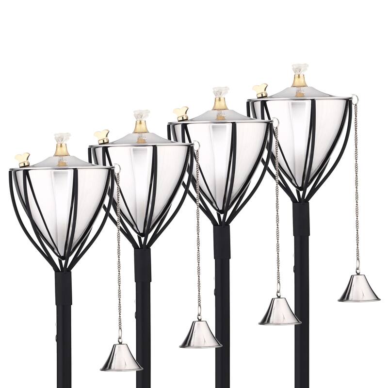 Amsterdam Tiki Torch - Smooth Nickel - 4 Pack