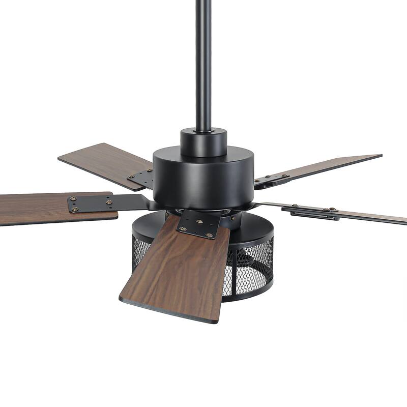 Vaczon 42" Modern Black 5-Blade Smart Ceiling Fan with Light Kit and APP Control