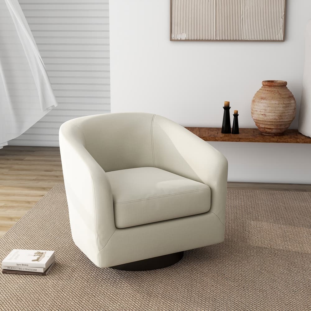 Round Barrel Armchair 360-Degree Swivel Accent Chairs