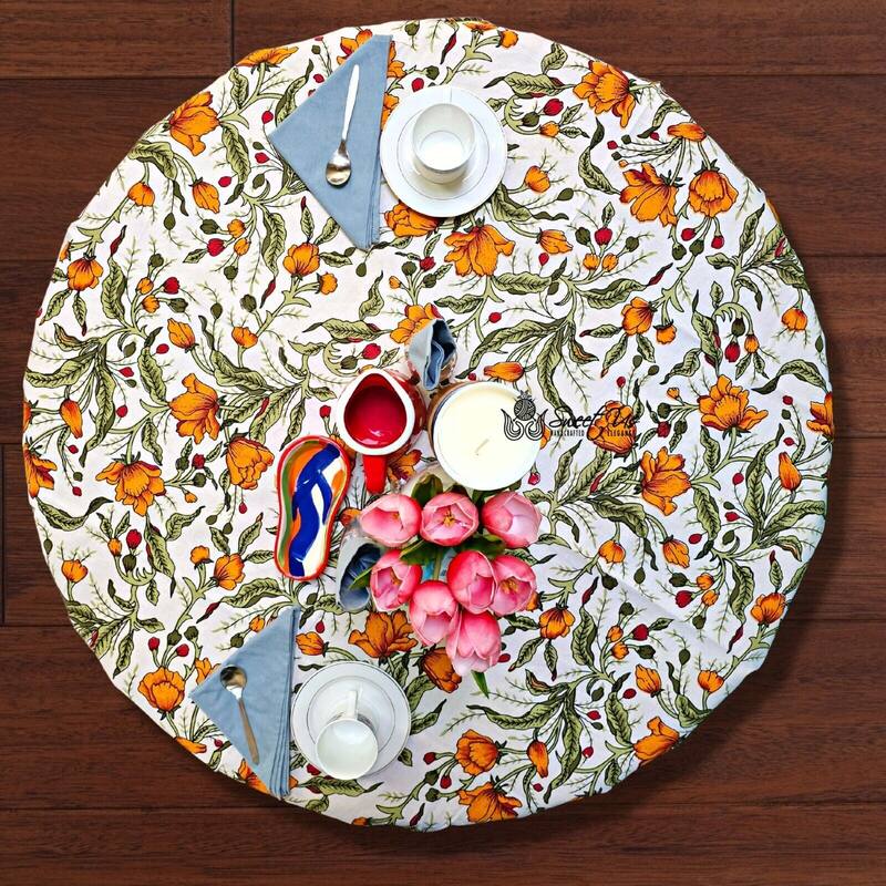 Cotton Sweet French Country Floral Tablecloth Round, Runner