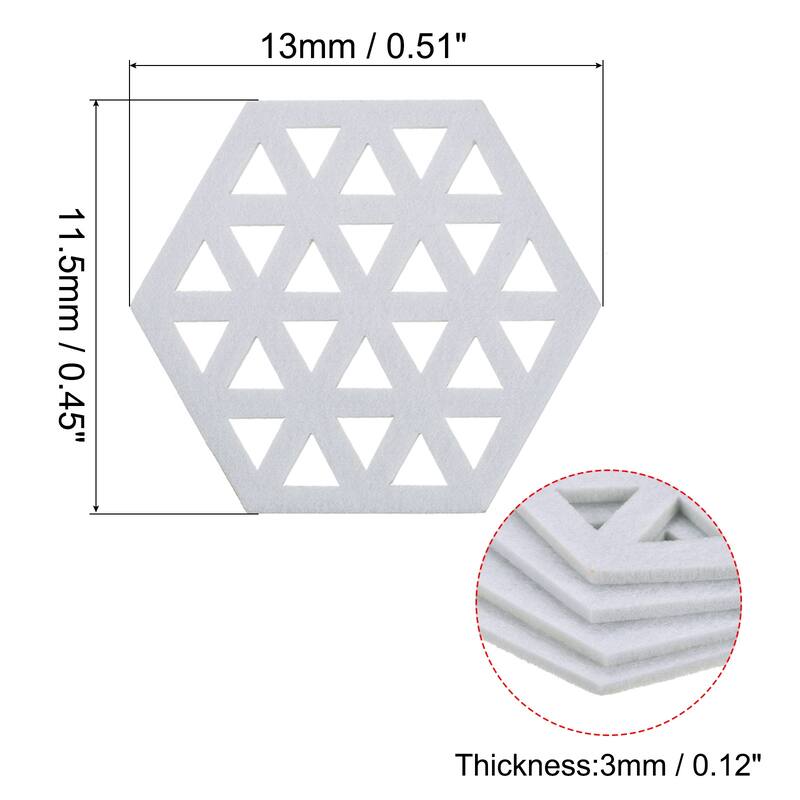 Felt Coaster, Hexagonal Pad Coaster for Drink Cup Pot Bowl Vase - White