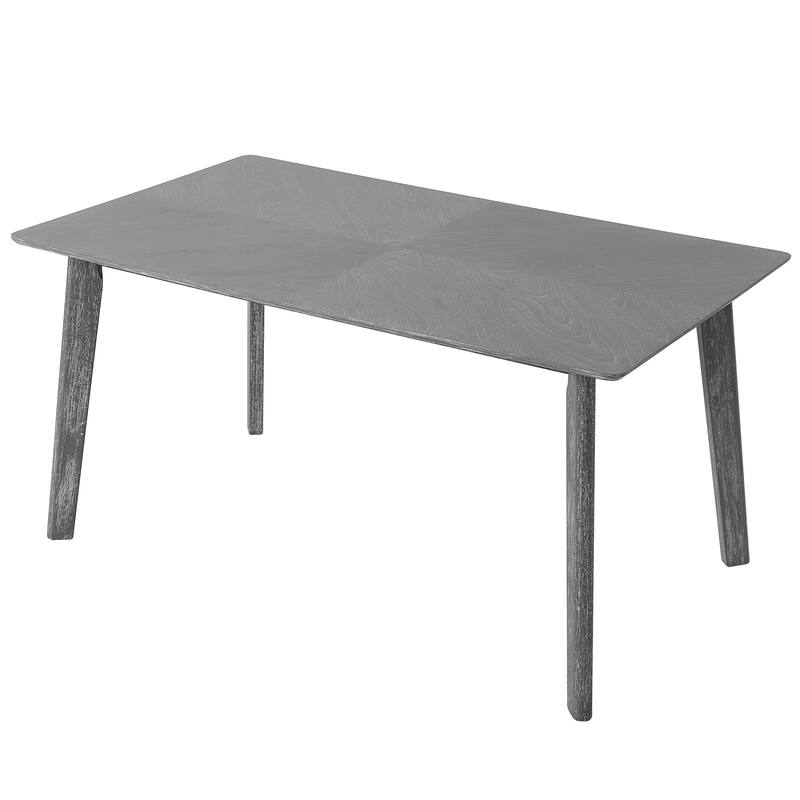 6 Piece Dining Room Table Set, Rustic Farmhouse Dining Room Rectangular Table with 4 Upholstered Chairs and Bench, Solid