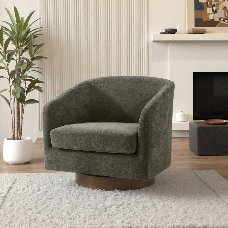 31.1'' W Modern Barrel Swivel Accent Chair