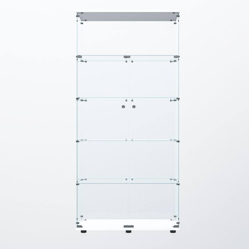Tempered glass display cabinet with paipai lights,with locks, with adjustable feet,suitable for uneven,living room