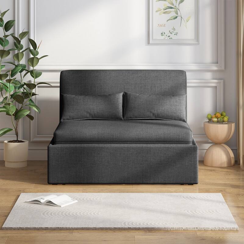Mixoy Linen 2-in-1 Convertible Sofa Bed,Twin/Queen Pull Out Sleeper Sofa with Mattress,Cushions