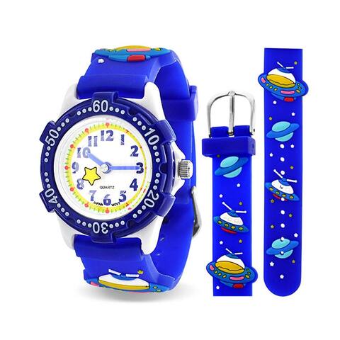 Astronaut Waterproof Wrist Watch Time Quartz Blue Silicone Dial