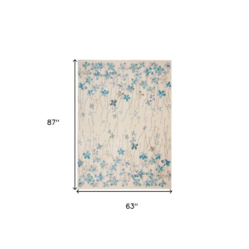 HomeRootsFloral Contemporary Rectangle Area Rug - 87' X '63' X '0.5