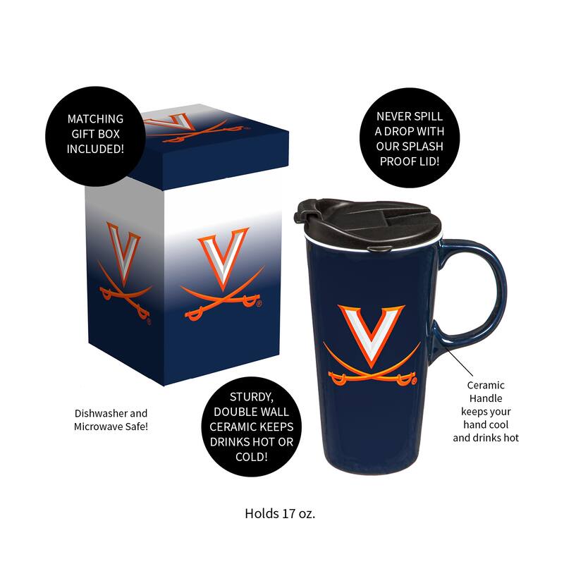 University of Virginia, 17 oz Ceramic Travel Latte Cup w/ Gift Box