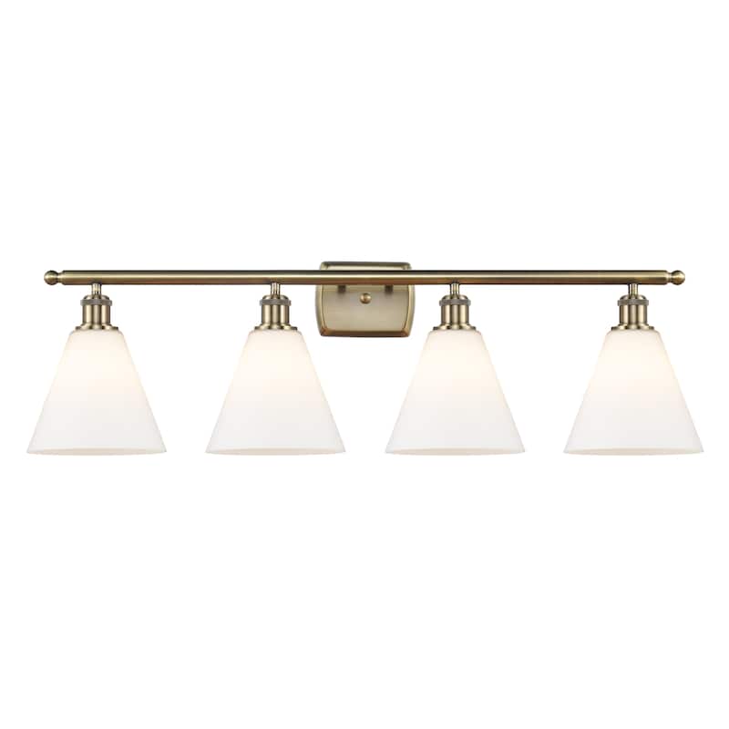 Innovations Lighting Berkshire - 4 Light 38" Bath Vanity Light - Matte White/Antique Brass Finish