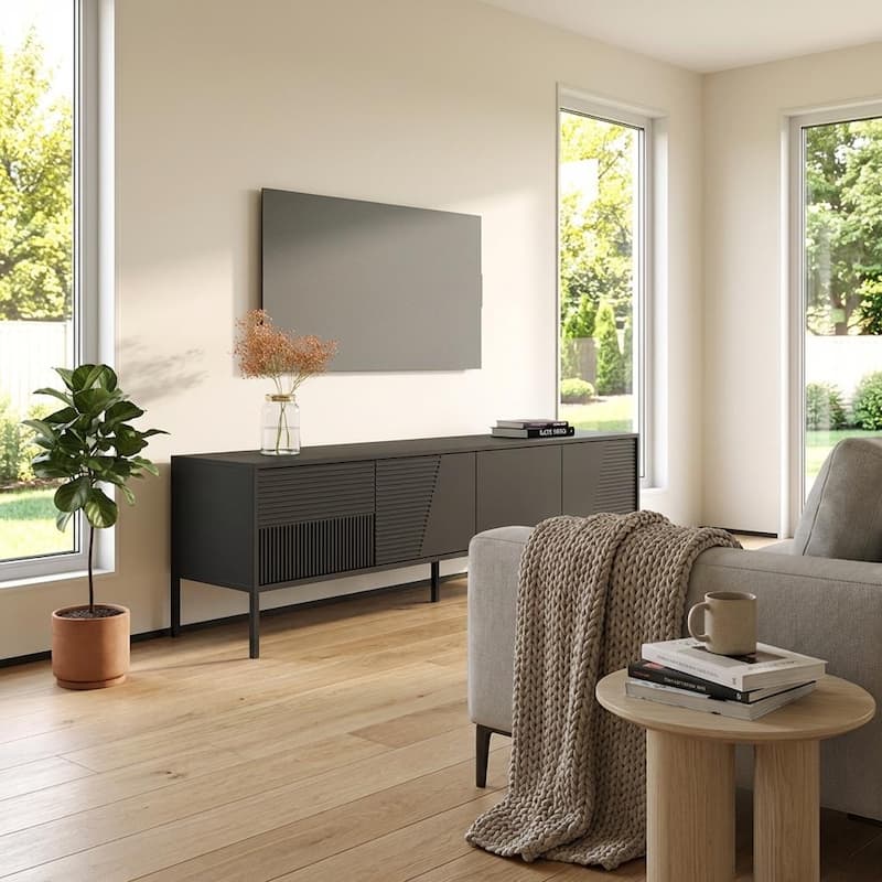 Meble Furniture Debora 01 TV Stand for up to 80" TVs 74.8"W x 21"H x 15.7"D, TV Console for TVs up to 85", Matte