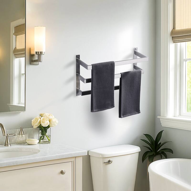 WOWOW Modern Wall-Mounted Stainless Steel Tiered Three-Tier Towel Rack