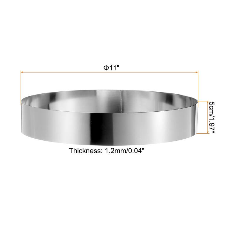 2PCS Round Cake Ring Stainless Steel Pastry Mousse Dessert Ring - 11 x 2 Inch