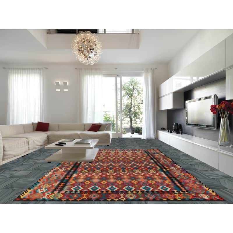 Kilim Oriental Large Rug Hand-Woven Living Room Wool Carpet - 10'0"x 16'3"
