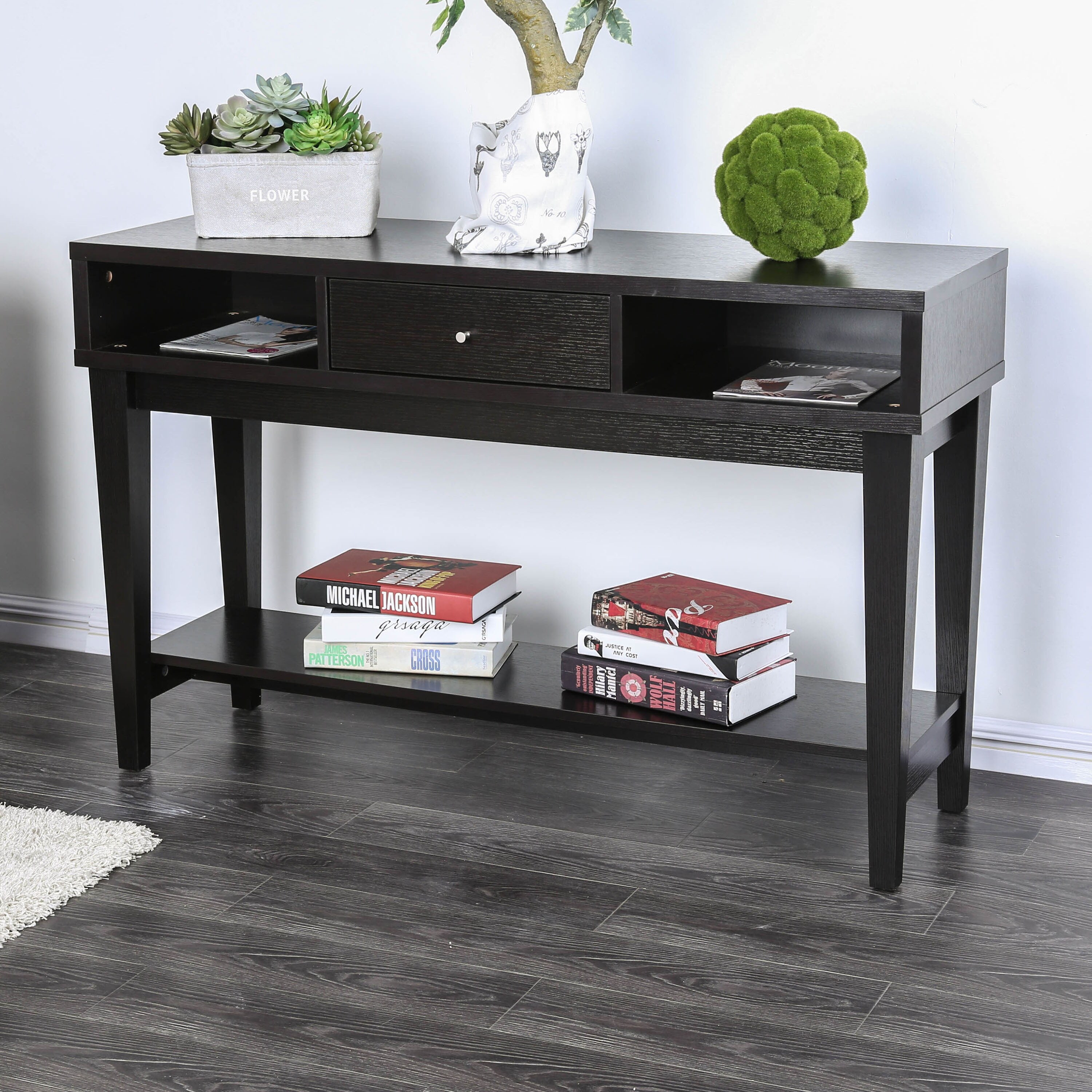 Shop Black Friday Deals On Furniture Of America Miti Contemporary Brown Solid Wood Console Table On Sale Overstock 20295029