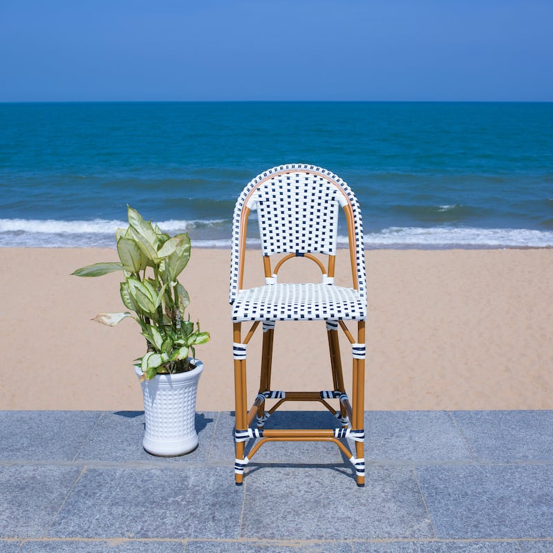 SAFAVIEH Leonica Outdoor Bistro 25-inch Seat Height Counter Stool (Fully Assembled) - 20"W x 21"D x 43"H