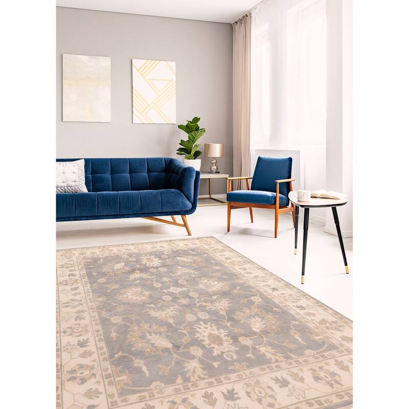 ECARPETGALLERY Hand-knotted Royal Oushak Light Denim Blue Wool Rug - 9'1 x 11'9