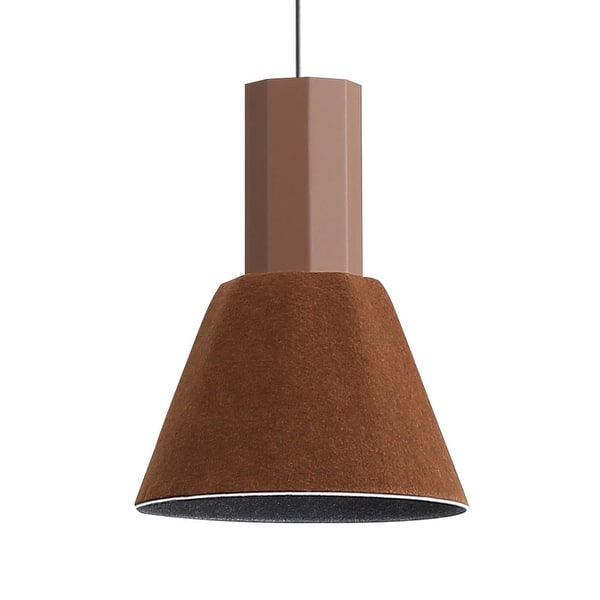 slide 2 of 3, Golden Lighting Faroe 8in Integrated LED Pendant in Coffee/Black Felt - Brown