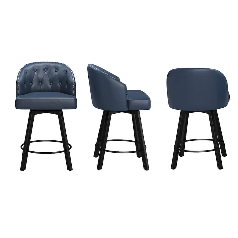 26" Swivel Counter Height Bar Stools Set of 3 Upholstered Counter Stools With Backs - 26" H