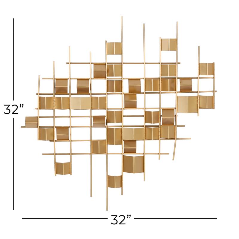 CosmoLiving by Cosmopolitan Gold Metal 3D Folded Stripes Geometric Home Wall Decor