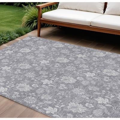 HomeRoots Floral Transitional Rectangle Outdoor Rug