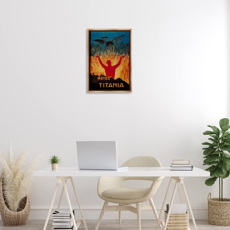 Stupell Vintage Dragon & Bicycle Framed Floater Canvas Wall Art Design By Marcus Jules