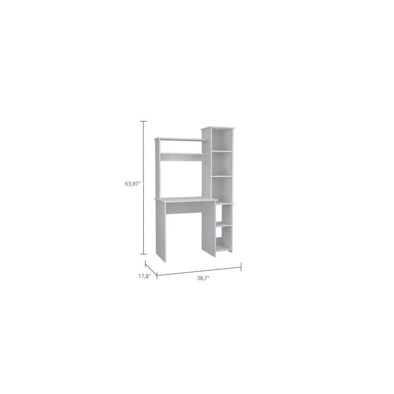 Yerevan Computer Desk - White Workstation with Storage Cabinet