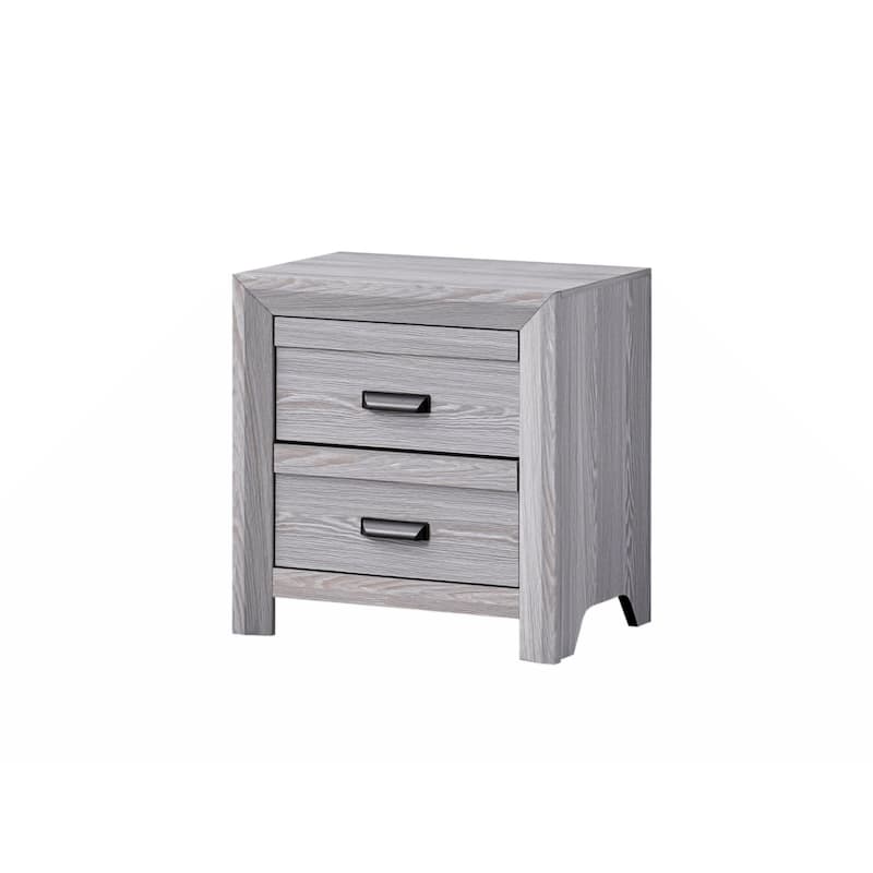 1pc Contemporary Nightstand End Table with Two Storage Drawers Finish Bedroom Wooden Furniture