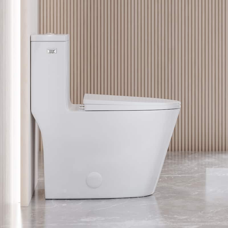 Dreux One Piece Elongated Toilet Left Side Flush 1.28 Gpf - 27.95" x 16.14" 29.92"
