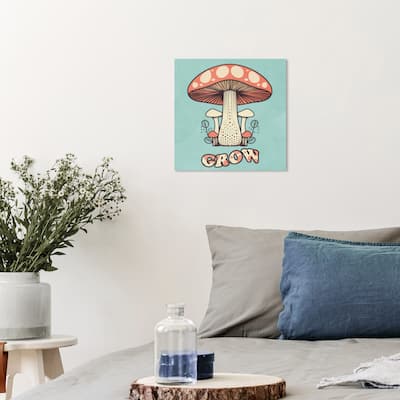 Wynwood Studio Canvas Education and Office Grow Mushroom Red and Light Red Modern & Contemporary Wall Art Canvas Print