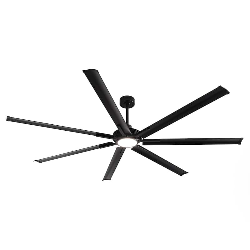 Ceiling Fan Industrial 84" Modern Black 7-Blade LED Light