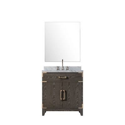 Laurel Bath Vanity with Carrara Marble Top, Sink, Mirror and Faucet