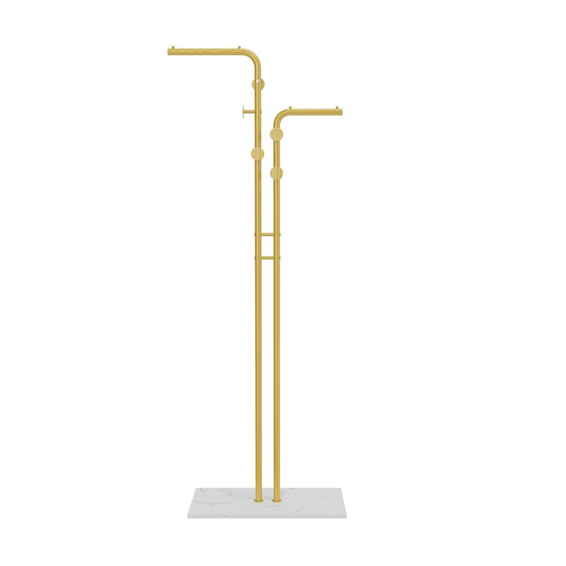 Coat Rack with Marble Base Entryway Coats Hanger Stand with 5 Hooks - 24"x12"x70"