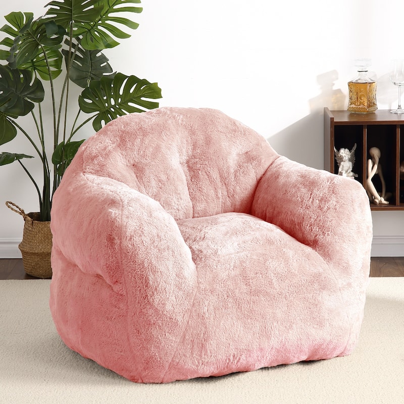 Giant Bean Bag Chair with Armrest Foam Filled Sofa Chair for Living Room Bedroom - Pink - Medium