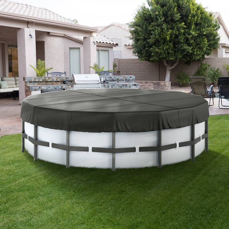 Round Pool Cover Waterproof Solar Cover for Above Ground Pools Black