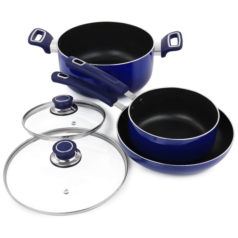 Non Stick Aluminum Cookware 7 Piece Set in Navy