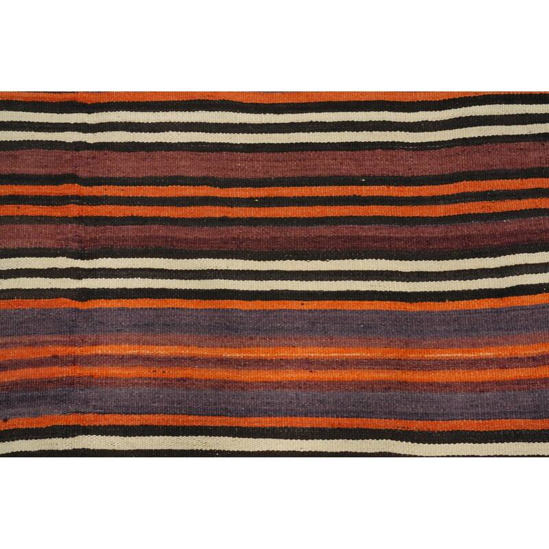 Hand Woven Oriental 100% Wool Carpet Southwestern Geometric Multi-Colored Kilim Area Rug - 11' 1'' X 4' 10''